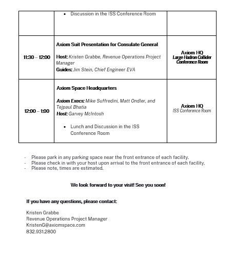 Tour agenda 2 Tour agenda 2